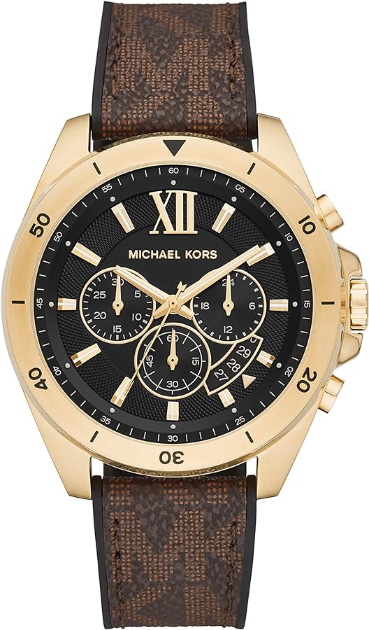 MICHAEL KORS CORREA DE CUERO CORREA CON MONOGRAMA MK CON DORADO MK8849